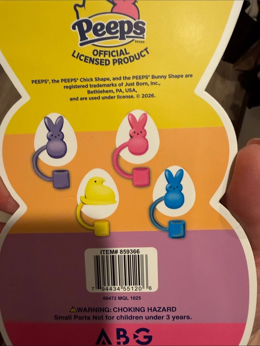 Peeps Kids 4pc Straw Toppers - Purple, Pink, Blue, Yellow